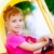 blond children girl driving toy car stock photo © lunamarina