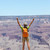 Happy hiker by Grand Canyon south rim cheering stock photo © Maridav