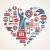 America love - heart shape with many vector icons stock photo © marish