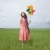 beautiful · girl · brinquedo · turbina · eólica · primavera · verde · campo · de · trigo - foto stock © Massonforstock