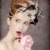 Surprised redhead girl with Rococo hair style and flower at vint stock photo © Massonforstock