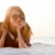vörös · hajú · nő · lány · fejhallgató · tengerpart · napfelkelte · égbolt - stock fotó © Massonforstock