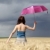 ragazza · campo · di · grano · tempesta · giorno · ombrello · natura - foto d'archivio © Massonforstock