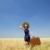 Redhead girl with suitcase at spring wheat field. stock photo © Massonforstock