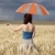 dziewczyna · pole · pszenicy · burzy · dzień · parasol · charakter - zdjęcia stock © Massonforstock