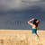 美少女 · 麦畑 · 雨の · 日 · 自然 · 雨 - ストックフォト © Massonforstock