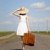 Lonely girl with suitcase at country road. stock photo © Massonforstock