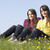 jumeau · adolescentes · séance · été · prairie · femme - photo stock © monkey_business