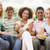 Group Of Teenagers Sitting On A Couch Eating Pizza stock photo © monkey_business