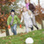 mãe · crianças · jogar · futebol · jardim · outono - foto stock © monkey_business