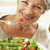 idős · nő · egészségesen · enni · saláta · portré · villa - stock fotó © monkey_business