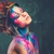 young woman muse with creative body art and hairdo stock photo