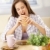 hongerig · vrouw · sandwich · ontbijt · tabel - stockfoto © nyul