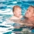 dziadek · pływanie · wnuk · gry · wraz · basen - zdjęcia stock © nyul