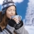 Pretty girl drinking hot tea in winter eyes closed stock photo © nyul