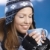 Nice girl drinking hot tea in winter eyes closed stock photo © nyul