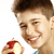 ragazzo · mangiare · mela · bianco · sorriso · felice - foto d'archivio © paolopagani