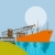 Crane loading ship in the water retro style stock photo © patrimonio