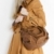portré · áll · nő · visel · barna · kabát - stock fotó © phbcz