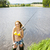 Fischerei · Teich · Sommer · Frau · bikini - stock foto © phbcz