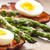 boiled green asparagus with bacon, egg and mustard dip stock photo © phbcz