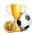 Football Award Vector. Sport Banner Background. Ball, Gold Winner Trophy Cup, Golden 1st Place Medal stock photo © pikepicture