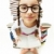 lány · szemüveg · portré · szorgalmas · ül · köteg - stock fotó © pressmaster