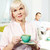 drinken · thee · portret · rijpe · vrouw · beker · naar - stockfoto © pressmaster