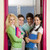 estudiantes · retrato · feliz · pie · marco · de · la · puerta · mirando - foto stock © pressmaster