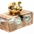 golden piggybank on wooden case with dollar notes stock photo © pterwort