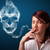 mulher · jovem · fumador · perigoso · cigarro · tóxico · crânio - foto stock © ra2studio