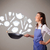 Young woman with kitchen accessories icons stock photo © ra2studio