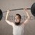 Funny skinny guy lifting weights stock photo © ra2studio