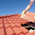 építőmunkás · csempe · javítás · tető · munkás · citromsárga - stock fotó © roboriginal
