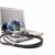 Stethoscope on laptop keyboard with earth on white stock photo © Sandralise