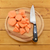 Sweet potato chopped with a knife on a cutting board stock photo © sarahdoow