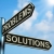 problémák · megoldások · irányok · útjelző · tábla · fém · út - stock fotó © stuartmiles