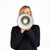 gestionnaire · femme · d'affaires · mégaphone · visage - photo stock © wavebreak_media