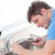Self-assured man repairing his sink in the kitchen at home stock photo © wavebreak_media