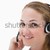 Side view of smiling call center agent with headset against a white background stock photo © wavebreak_media