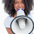 mulher · jovem · alto · megafone · branco · alto-falante - foto stock © wavebreak_media