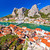 Town of Omis and Cetina river mouth panoramic view stock photo © xbrchx