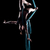 jonge · vrouw · gymnast · Blauw · lint · geïsoleerd - stockfoto © zastavkin