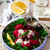 mártás · zöld · saláta · szelektív · fókusz · étel · paradicsom - stock fotó © zoryanchik
