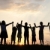 csoport · boldog · gyerekek · játszik · nyár · naplemente - stock fotó © zurijeta