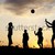 sziluett · csoport · boldog · gyerekek · játszik · legelő - stock fotó © zurijeta